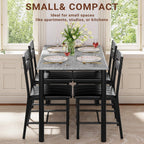 IRONCK Dining Table Set for 4 – Grey Wood Kitchen Table & Upholstered Chairs, 5 Piece Space Saving Dining Set, Industrial Style Small Spaces