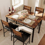 IRONCK Dining Table Set for 4 – Grey Wood Kitchen Table & Upholstered Chairs, 5 Piece Space Saving Dining Set, Industrial Style Small Spaces