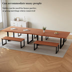 Modern Dining Table Set with 2 Benches, Seats 4-6, 63" Rectangular Kitchen Table