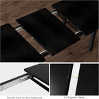 Extendable Dining Table Set for 4-8, 5-Piece Black MDF Wood Kitchen Furniture