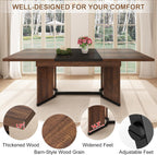 Extendable Farmhouse Dining Table, Seats 6-10, Rectangular Wooden Kitchen Table