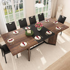 Extendable Farmhouse Dining Table, Seats 6-10, Rectangular Wooden Kitchen Table