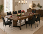 Extendable Farmhouse Dining Table, Seats 6-10, Rectangular Wooden Kitchen Table