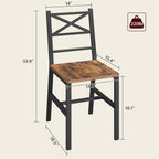 Dining Chair Set of 4, Rustic Farmhouse Kitchen Chairs with Backrest, Industrial Metal Frame Dining Chairs, Easy Assembly