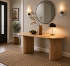 70.8" Oval Dining Table for 4-6 People, Modern Farmhouse Kitchen Table with Metal Frame, Natural Woodgrain Finish