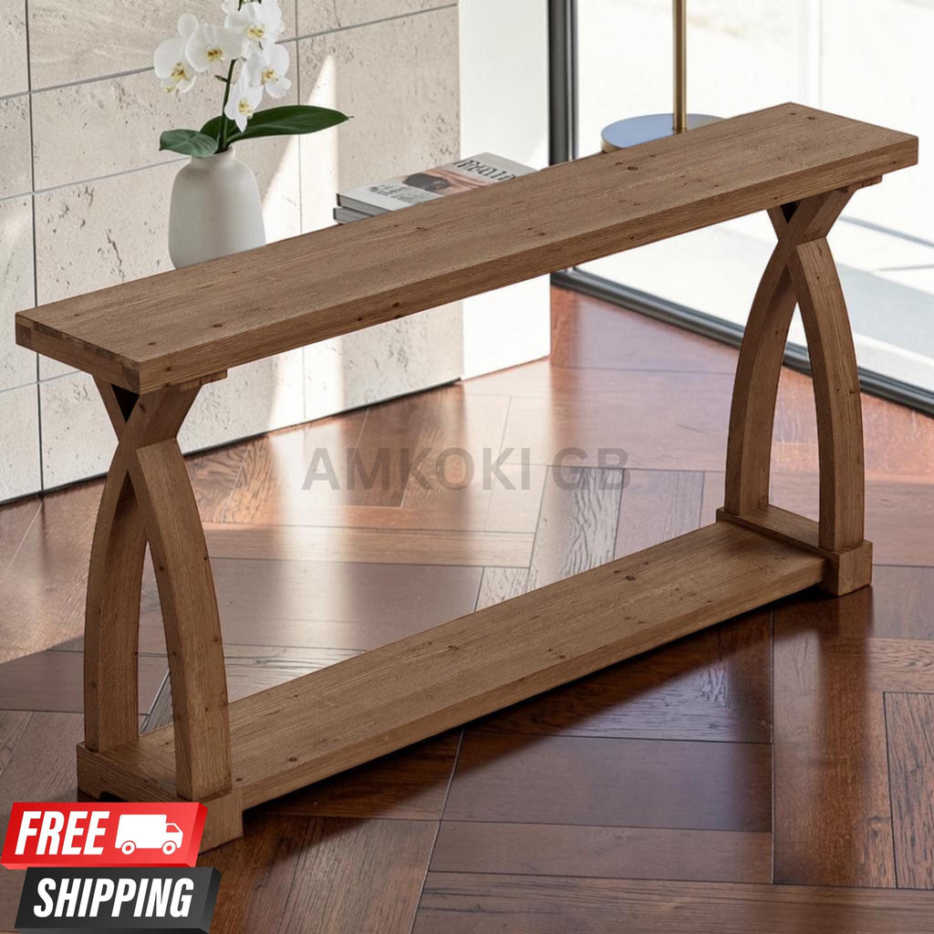 63" Solid Wood Farmhouse Console Table
