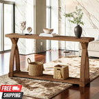 63" Solid Wood Farmhouse Console Table