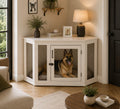 52in Corner Dog Crate Furniture Wooden Kennel with Mesh Indoor Small Medium Large Dogs, Custom