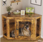 52in Corner Dog Crate Furniture Wooden Kennel with Mesh Indoor Small Medium Large Dogs, Custom