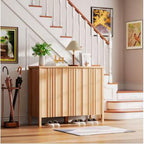 Narrow Wooden Shoe Cabinet with 3 Doors, Entryway Hidden Storage