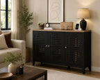 Narrow Wooden Shoe Cabinet with 3 Doors, Entryway Hidden Storage