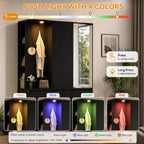 Modern Armoire Wardrobe Closet, Mirror Door, LED Lighting, 6 Drawers, Wooden Storage