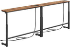 Adjustable Height Sofa Table with 2 Outlets, 78.8" Long Slim Console Table