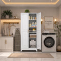 75" Tall Black Metal Pantry Cabinet with Adjustable Shelves, Heavy-Duty Storage Cabinet with Doors, Kitchen Pantry Organizer for Garage,