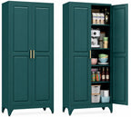 75" Tall Black Metal Pantry Cabinet with Adjustable Shelves, Heavy-Duty Storage Cabinet with Doors, Kitchen Pantry Organizer for Garage,