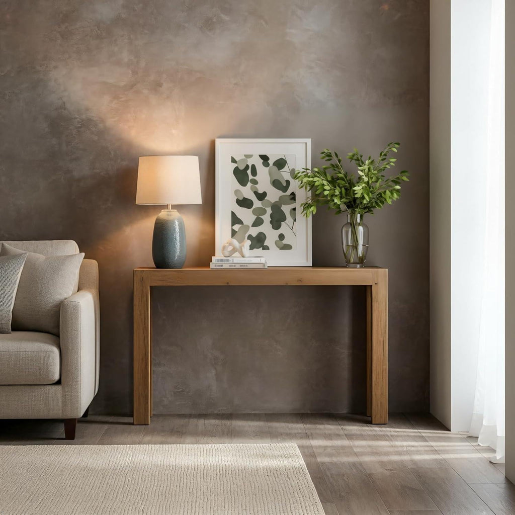Solid Wood Console Table, Modern Walnut Entryway Sofa Table