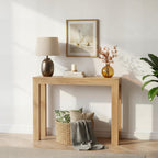 Solid Wood Console Table, Modern Walnut Entryway Sofa Table