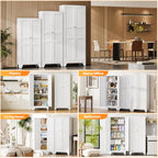 71" Tall White Metal Storage Cabinet, Adjustable Shelves, Doors, Heavy-Duty Steel