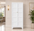 71" Tall White Metal Storage Cabinet, Adjustable Shelves, Doors, Heavy-Duty Steel