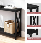 Narrow 2-Tier Console Table, X-Frame Entryway Sofa Table, Farmhouse Wood Shelves