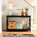 Narrow 2-Tier Console Table, X-Frame Entryway Sofa Table, Farmhouse Wood Shelves