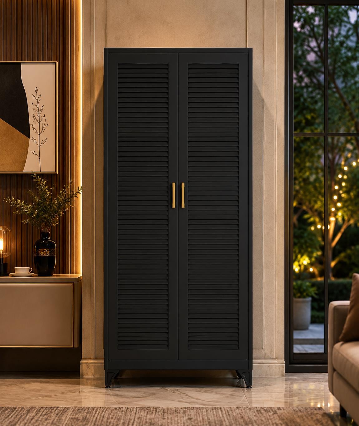 Heavy-Duty Steel Pantry Cabinet – 75" Tall Storage Organizer, Adjustable Shelves, Anti-Tip Safety