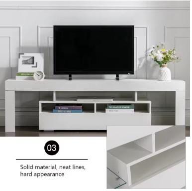 63-Inch High Gloss Media Console with RGB LED Lighting and Storage Drawers