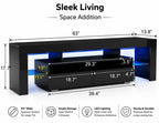 63-Inch High Gloss Media Console with RGB LED Lighting and Storage Drawers