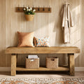 Solid Wood Entryway Bench, 2-Tier Storage, Armhouse Style Indoor Bench