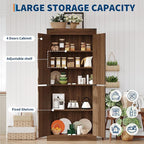 71" Rustic Farmhouse Barn Door Storage Cabinet – Dark Walnut Wood Armoire with 4 Doors
