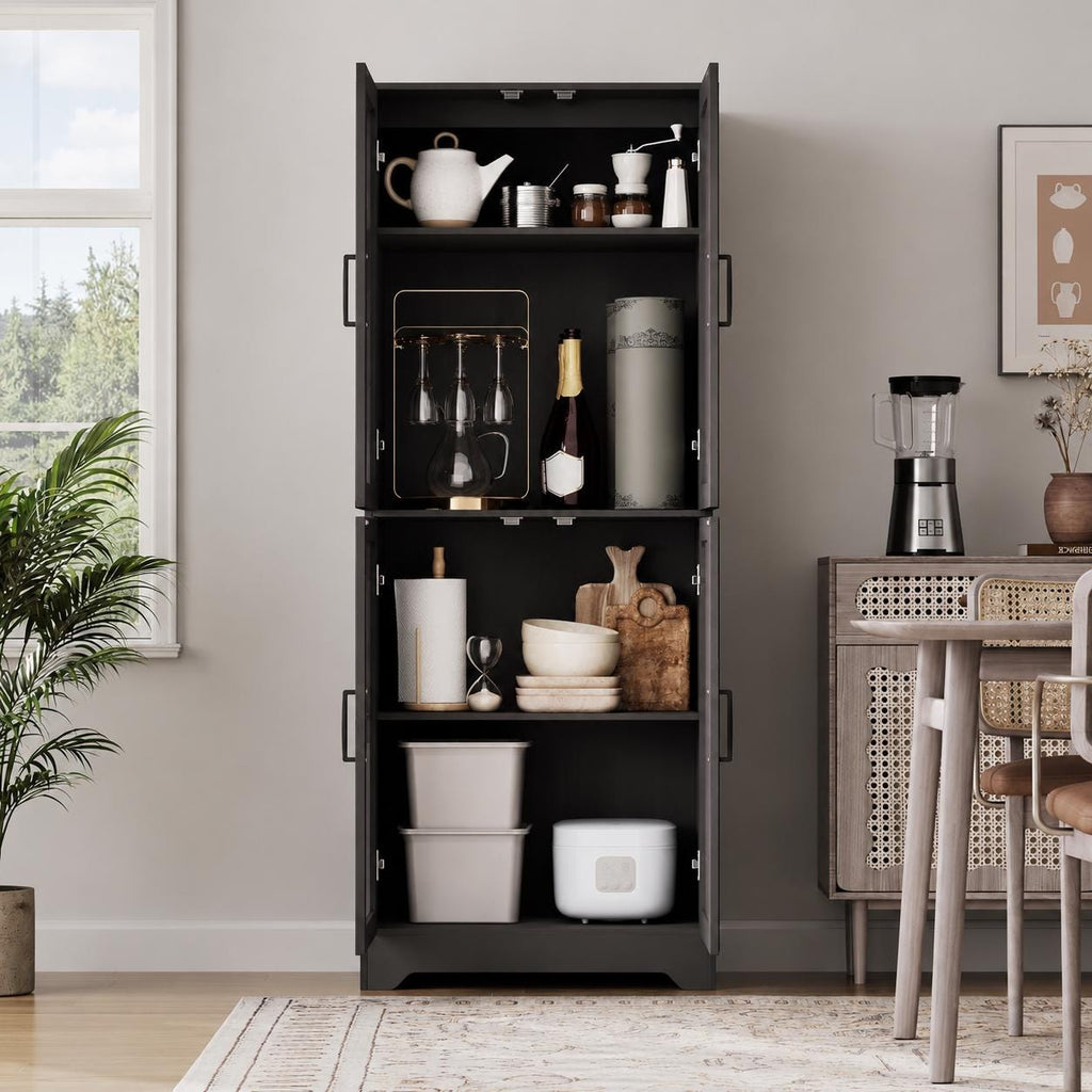 Farmhouse Pantry Storage Cabinet, 71" Tall Kitchen Pantry with Adjustable Shelves & Soft-Close Doors, Freestanding Storage Organizer