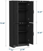 Farmhouse Pantry Storage Cabinet, 71" Tall Kitchen Pantry with Adjustable Shelves & Soft-Close Doors, Freestanding Storage Organizer