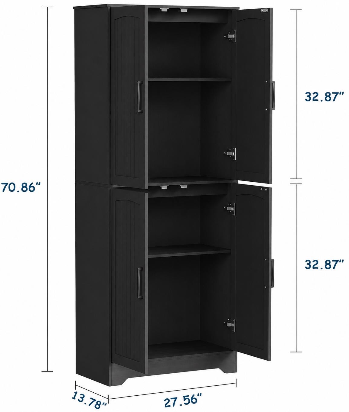 Farmhouse Pantry Storage Cabinet, 71" Tall Kitchen Pantry with Adjustable Shelves & Soft-Close Doors, Freestanding Storage Organizer
