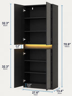 High Gloss LED Pantry Cabinet, Modern Kitchen Storage, 4 Doors, App Controlled Lights