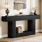 Farmhouse Console Table, Rustic Wood Entryway Sofa Table, U-Shaped Base Storage