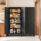 71” Tall Metal Storage Cabinet with 2 Doors & 4 Shelves – Heavy-Duty Kitchen Pantry Organizer for Dining Room, Bathroom Home Storage