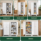 71” Tall Metal Storage Cabinet with 2 Doors & 4 Shelves – Heavy-Duty Kitchen Pantry Organizer for Dining Room, Bathroom Home Storage