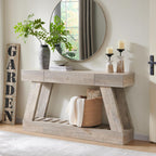 Farmhouse Entryway Table, 60" Wooden Hallway Foyer Table with Drawer, Heavy Duty Base