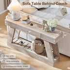 Farmhouse Entryway Table, 60" Wooden Hallway Foyer Table with Drawer, Heavy Duty Base