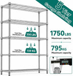 Heavy Duty 5-Tier Metal Storage Shelf | Adjustable Carbon Steel Shelving Unit