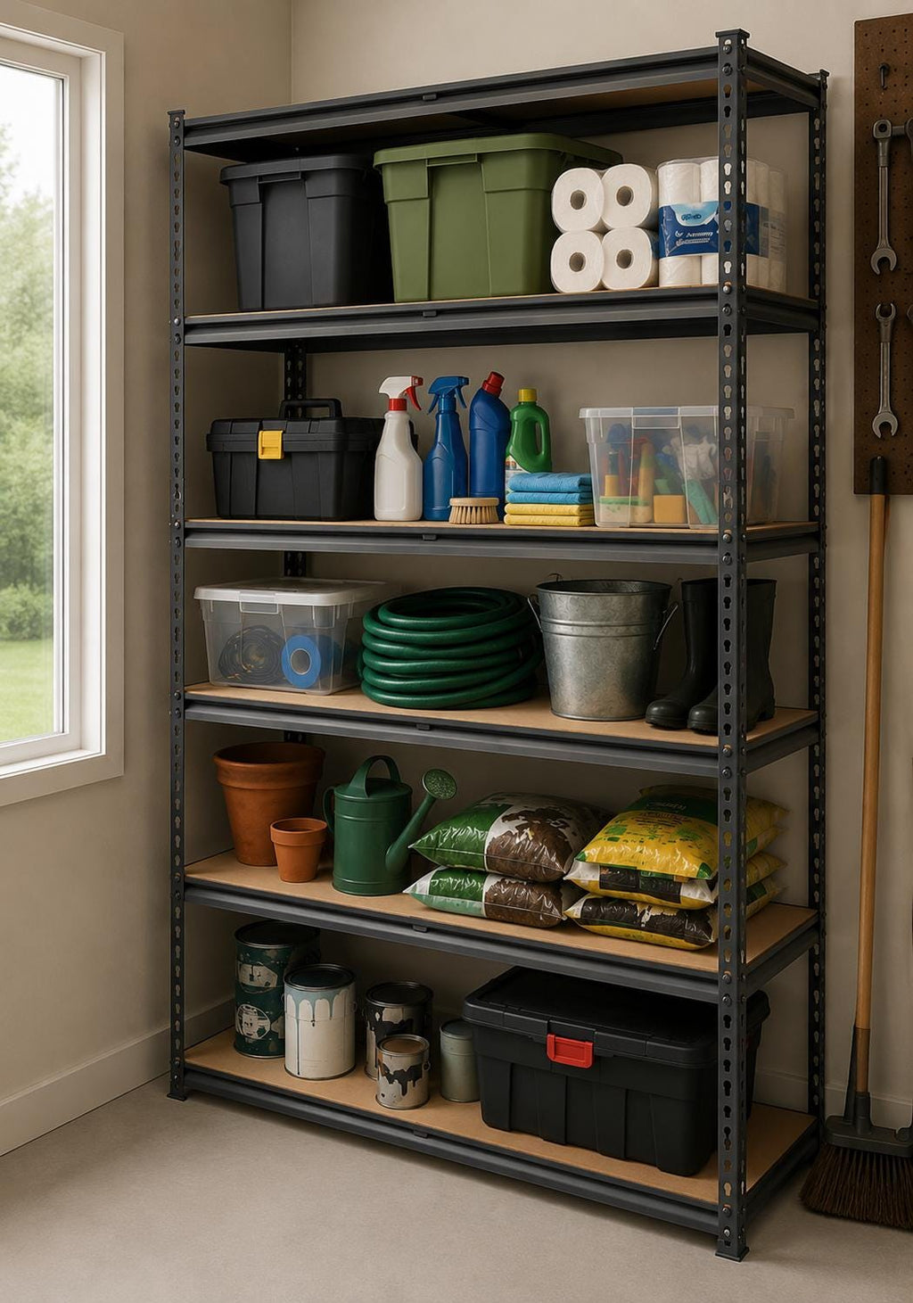 VEVOR Heavy Duty Storage Shelving Unit 5 Tier Adjustable Metal Shelf, Garage Storage Rack, Pantry Organizer, Utility Shelves,