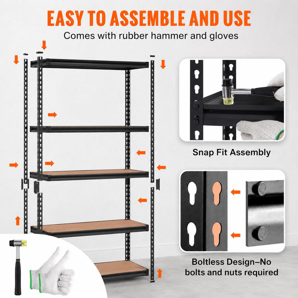VEVOR Heavy Duty Storage Shelving Unit 5 Tier Adjustable Metal Shelf, Garage Storage Rack, Pantry Organizer, Utility Shelves,