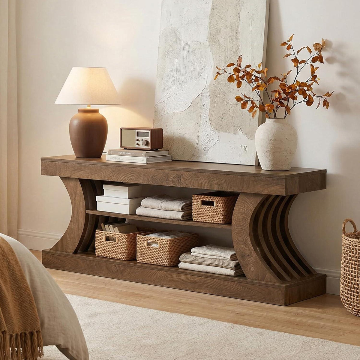 Tribesigns Farmhouse Console Table, 63-Inch Entryway Table with Storage