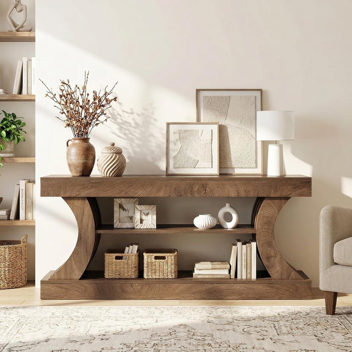Tribesigns Farmhouse Console Table, 63-Inch Entryway Table with Storage