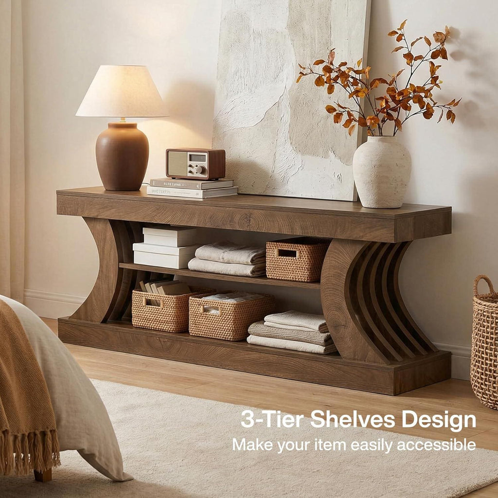 Tribesigns Farmhouse Console Table, 63-Inch Entryway Table with Storage