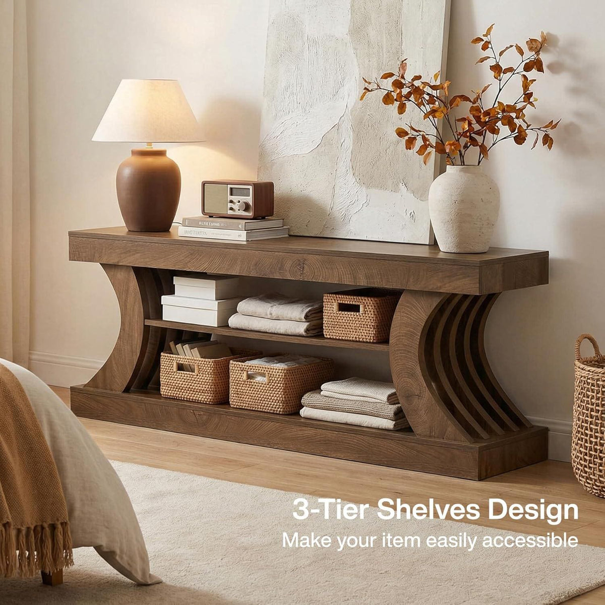 Tribesigns Farmhouse Console Table, 63-Inch Entryway Table with Storage