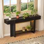 Farmhouse Console Table, 70.8" Entryway Sofa Table with 2 Drawers, LED Lights