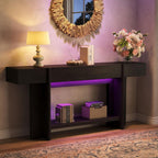 Farmhouse Console Table, 70.8" Entryway Sofa Table with 2 Drawers, LED Lights
