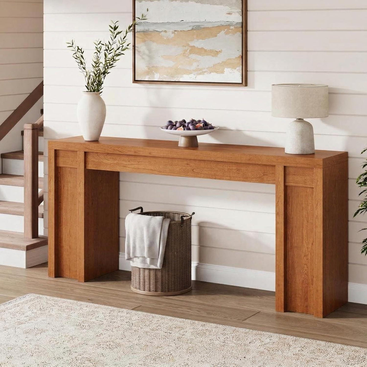 70.9-Inch Entryway Table, Wooden Farmhouse Console Table, Thick Sofa Table Behind Couch Table, Long Console Tables for Entryway Living Room