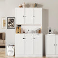 Farmhouse Pantry Cabinet with Charging Station, Microwave Stand, Storage Hutch